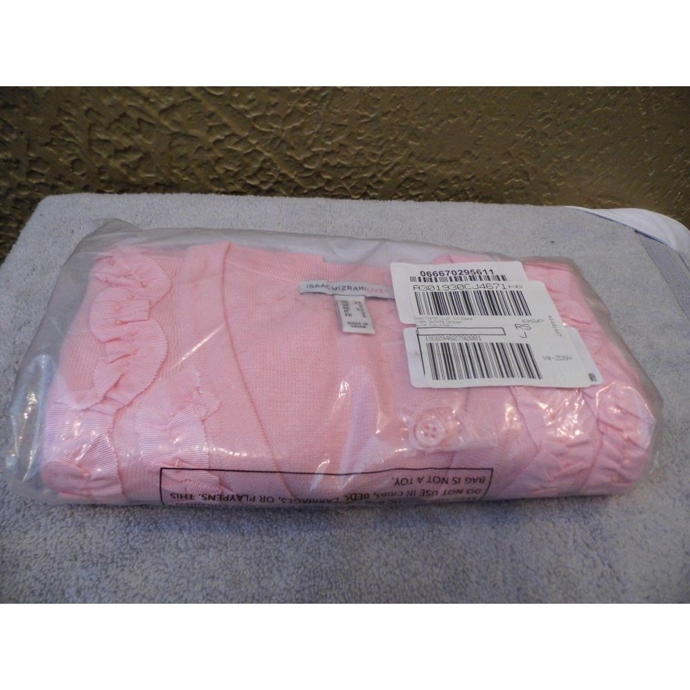 Isaac Mizrahi 3/4 Sleeve V-neck Soutache cardigan Ballet Pink Size X-Small - Picture 2 of 3